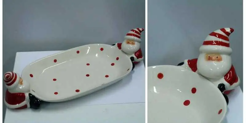 Блюдо Декоративное Санта Клаусы