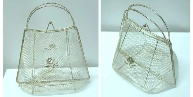 Сумочка железная серебряная 20.5х15х22 см