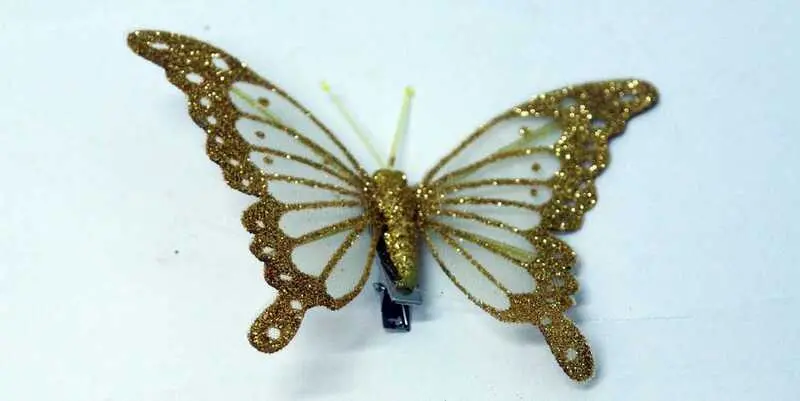 Бабочка на клипе (ткань) 12см