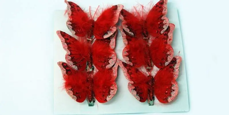 Декоративные материалы Бабочка на клипе (ткань) 80мм 