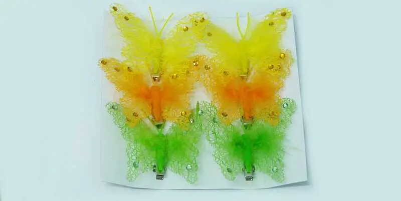 Бабочка на клипе (ткань) 80мм 