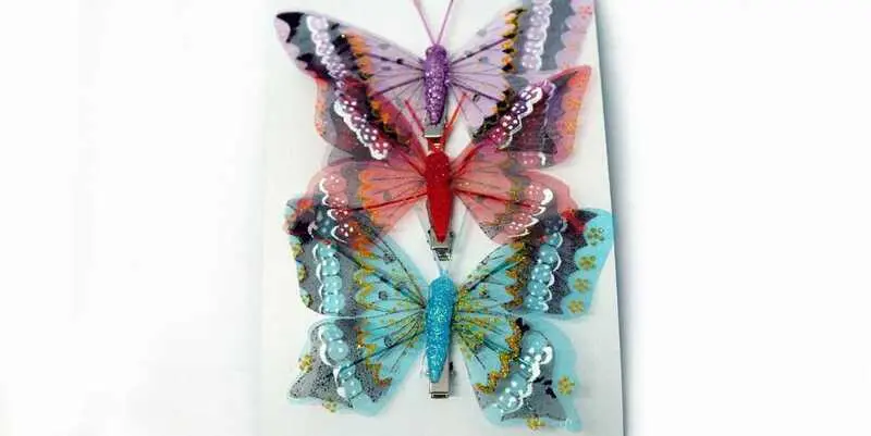 Бабочка на клипе (ткань) 80мм