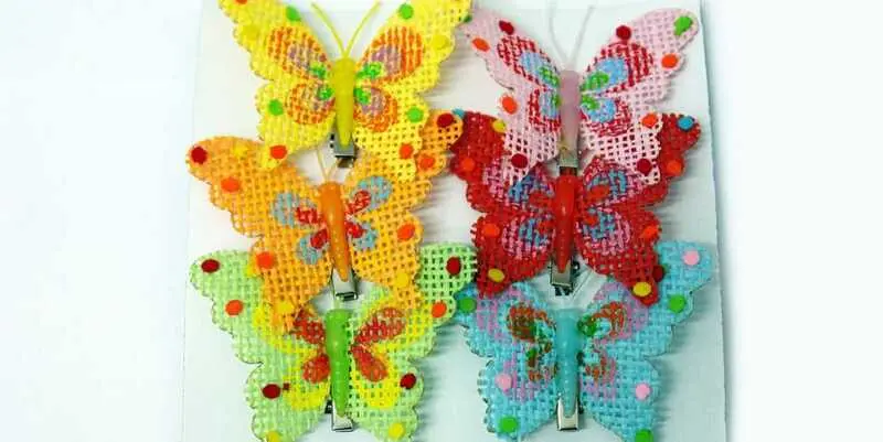 Бабочка на клипе (ткань) 80мм