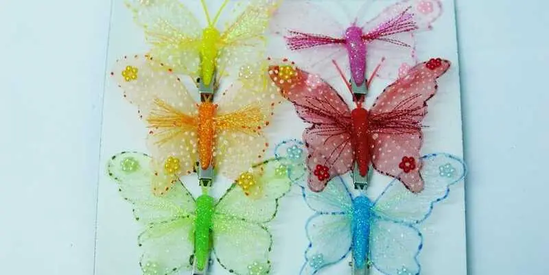 Бабочка на клипе (ткань) 80мм